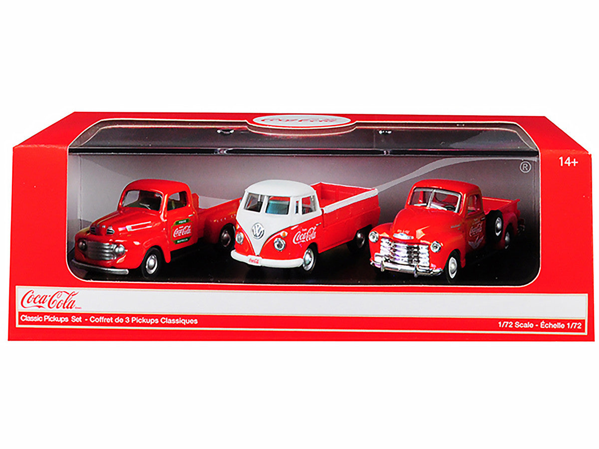 "Classic Pickups" Gift Set of 3 Pickup Trucks "Coca Cola" 1/72 Diecast Model Cars by Motorcity Classics LuxuryLifeWay Online Store