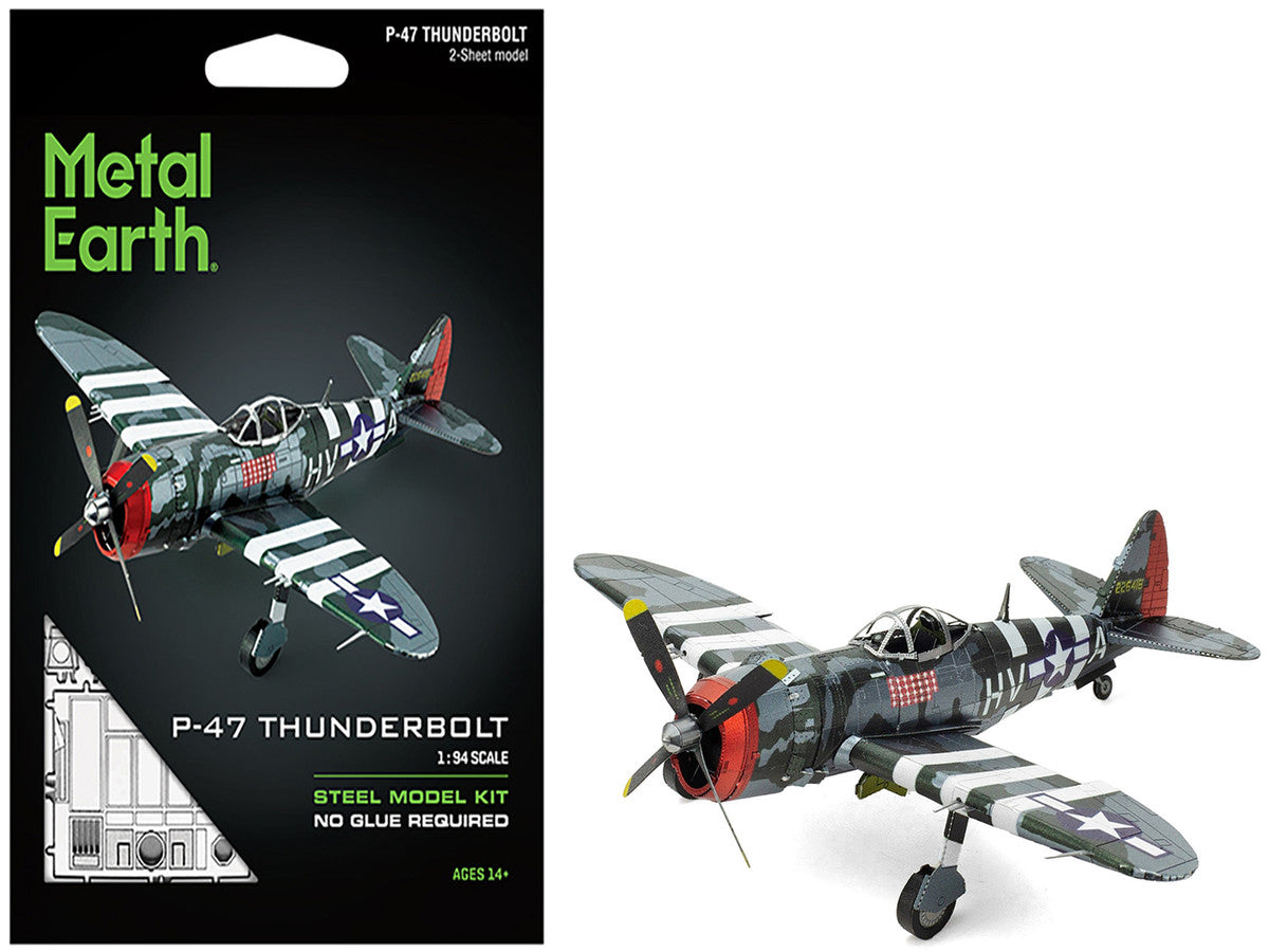 Model Kit Republic P-47 Thunderbolt Fighter Aircraft "The Jug" United States Army Air Forces (Moderate Difficulty) Steel Model by Metal Earth LuxuryLifeWay Online Store