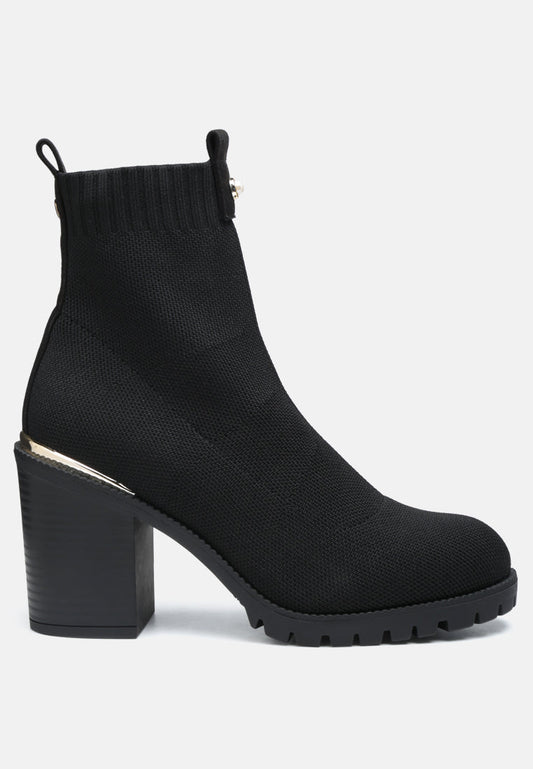 Medusa Knitted Block Heel Ankle Boots LuxuryLifeWay Online Store