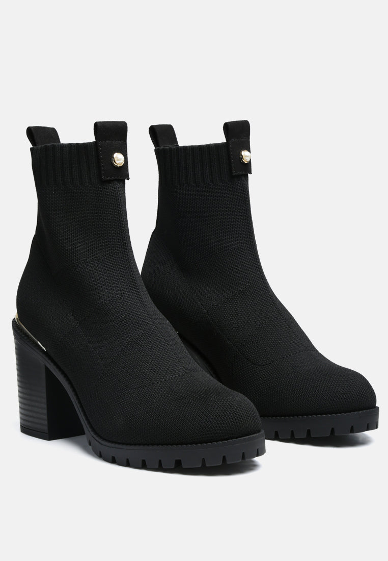 Medusa Knitted Block Heel Ankle Boots LuxuryLifeWay Online Store