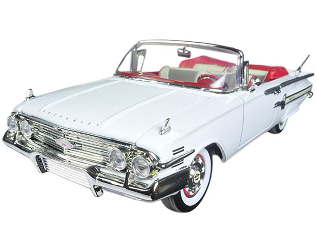 1960 Chevrolet Impala Convertible White with Red Interior 1/18 Diecast Model Car by Motormax LuxuryLifeWay Online Store