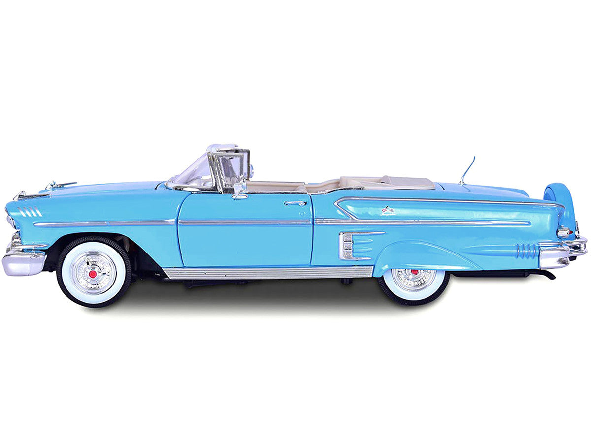 1958 Chevrolet Impala Convertible Light Blue "Timeless Classics" 1/18 Diecast Model Car by Motormax