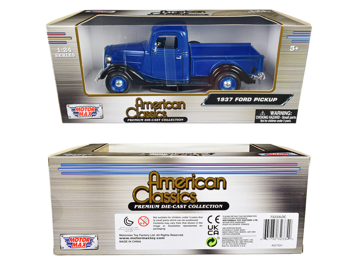 1937 Ford Pickup Truck Blue Metallic and Black "American Classics" 1/24 Diecast Model Car by Motormax LuxuryLifeWay Online Store