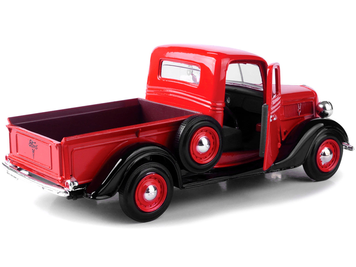 1937 Ford Pickup Truck Red and Black 1/24 Diecast Model Car by Motormax LuxuryLifeWay Online Store