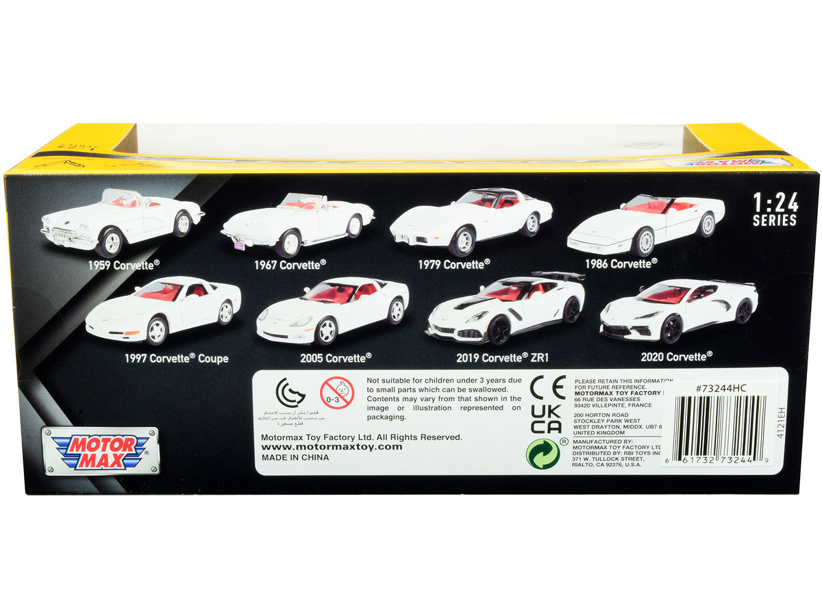 1979 Chevrolet Corvette C3 White with Black Top and Red Interior "History of Corvette" Series 1/24 Diecast Model Car by Motormax LuxuryLifeWay Online Store