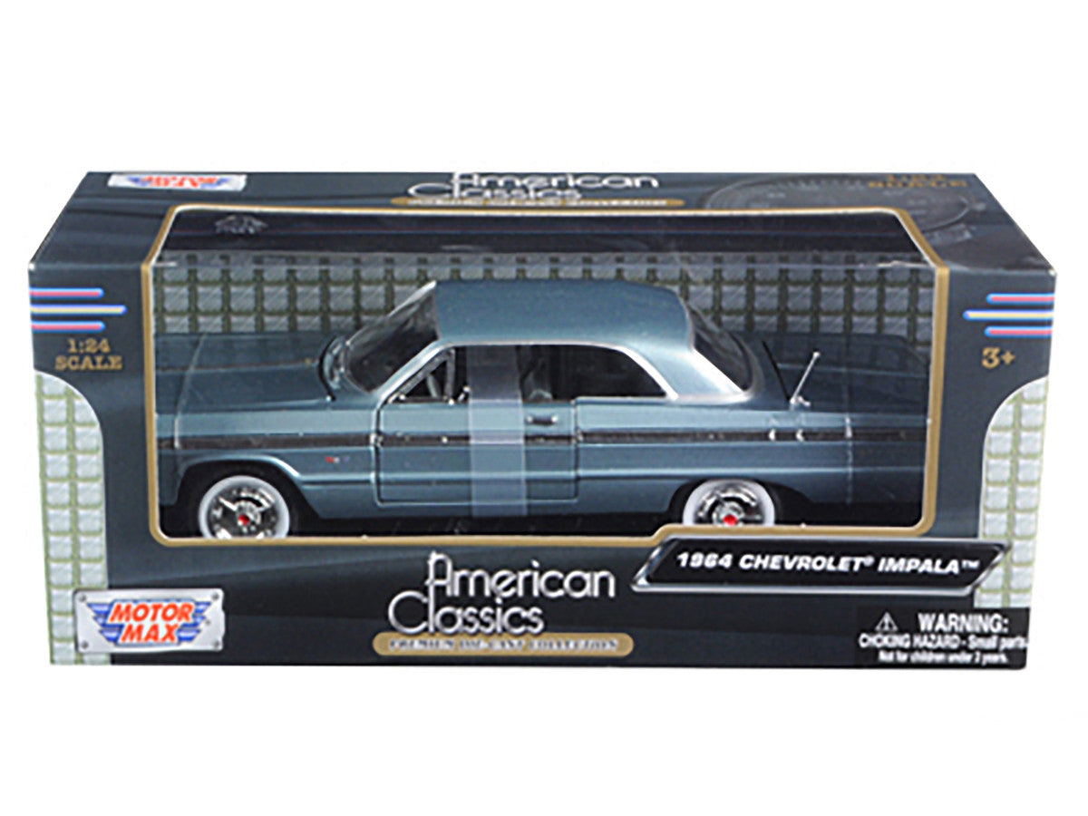 1964 Chevrolet Impala Blue 1/24 Diecast Model Car by Motormax LuxuryLifeWay Online Store