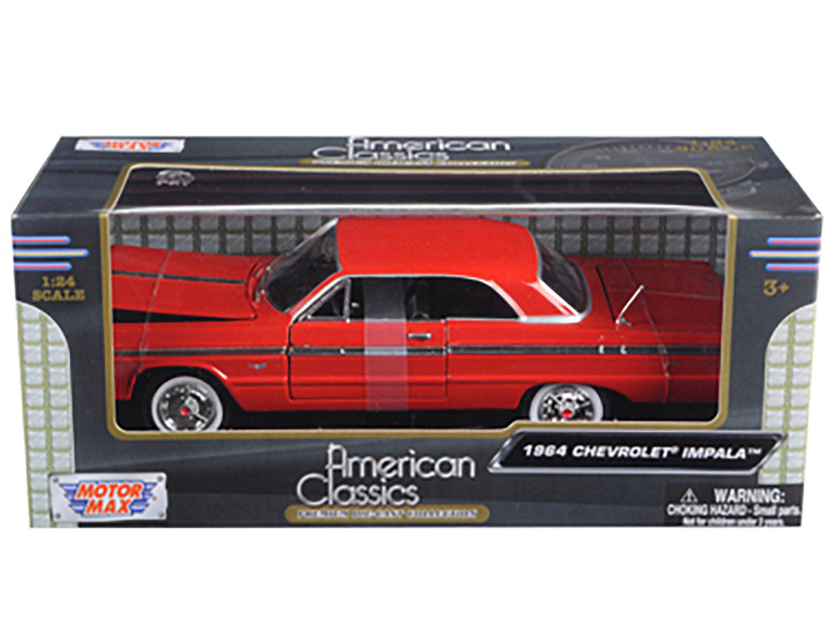 1964 Chevrolet Impala Red 1/24 Diecast Model Car by Motormax LuxuryLifeWay Online Store