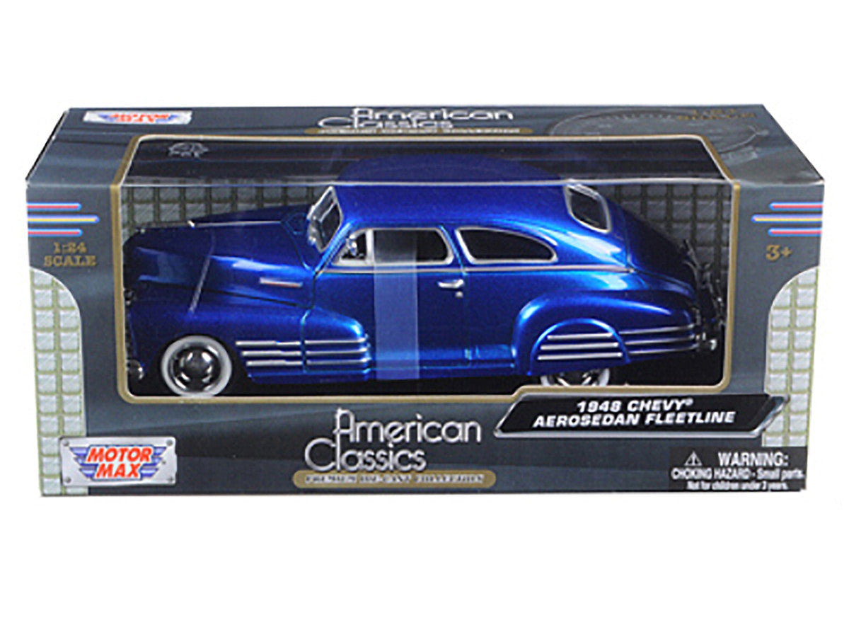 1948 Chevrolet Aerosedan Fleetline Blue 1/24 Diecast Model Car by Motormax LuxuryLifeWay Online Store