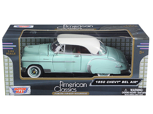 1950 Chevrolet Bel Air Green with Cream Top 1/24 Diecast Model Car by Motormax LuxuryLifeWay Online Store