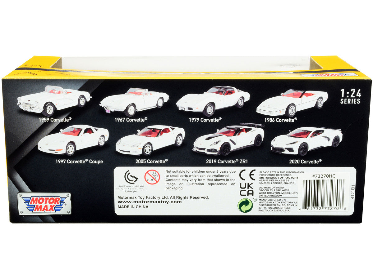 2005 Chevrolet Corvette C6 White with Red Interior "History of Corvette" Series 1/24 Diecast Model Car by Motormax LuxuryLifeWay Online Store