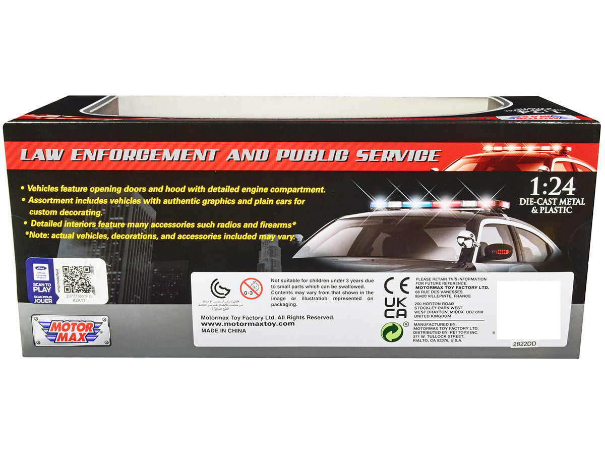 2010 Ford Crown Victoria Police Interceptor Unmarked White "Custom Builder's Kit" Series 1/24 Diecast Model Car by Motormax LuxuryLifeWay Online Store