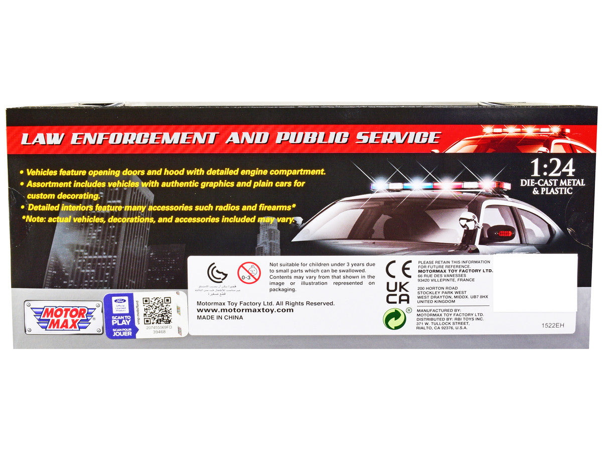 2018 Ford Mustang GT Police Car Unmarked Plain White "Law Enforcement and Public Service" Series 1/24 Diecast Model Car by Motormax LuxuryLifeWay Online Store