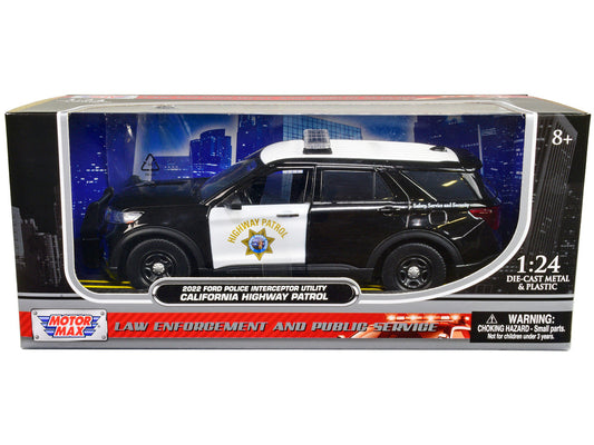 2022 Ford Police Interceptor Utility "California Highway Patrol" Black and White 1/24 Diecast Model Car by Motormax LuxuryLifeWay Online Store