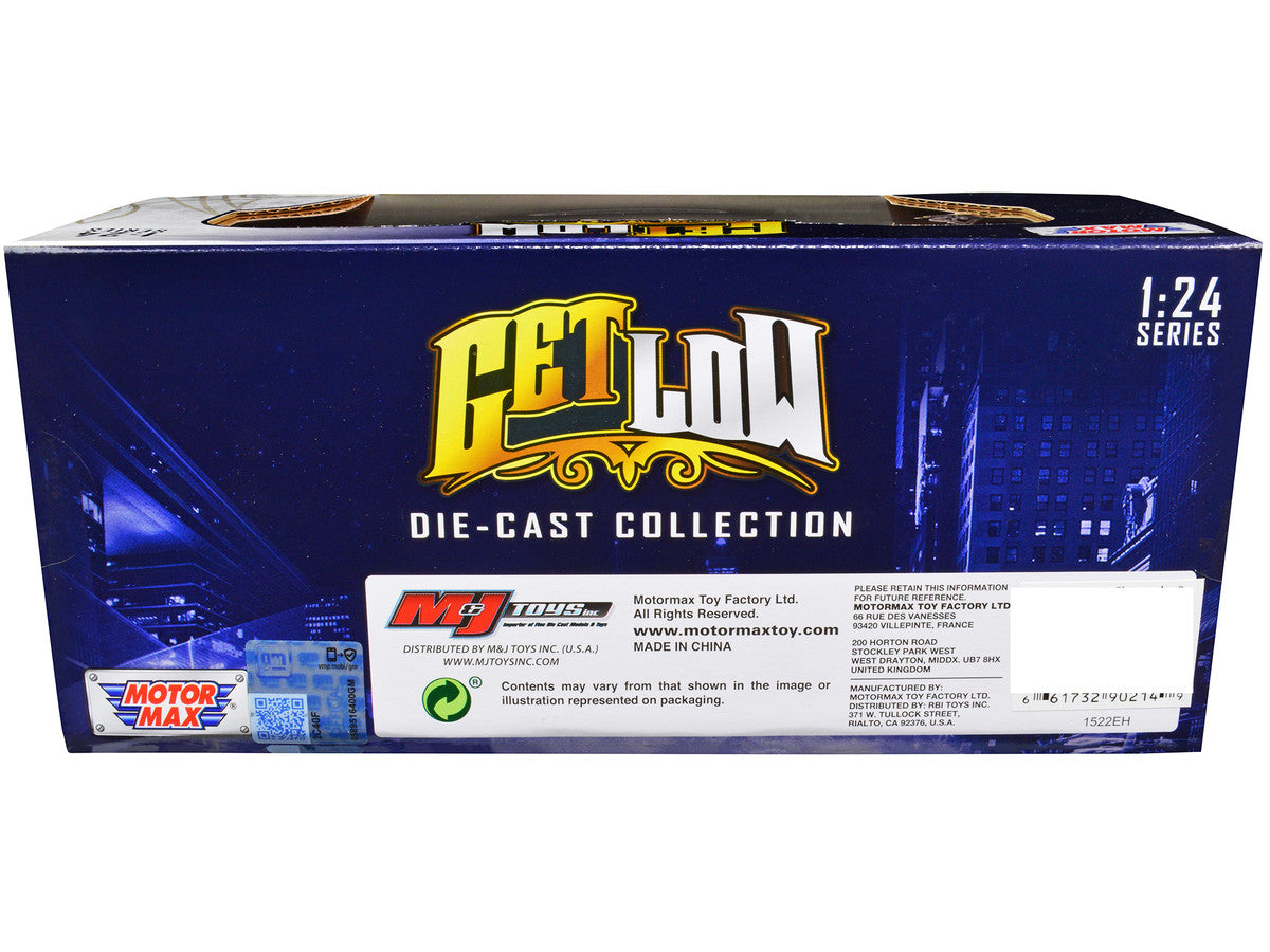 1993 Chevrolet Caprice Lowrider Blue Metallic with Graphics "Get Low" Series 1/24 Diecast Model Car by Motormax LuxuryLifeWay Online Store