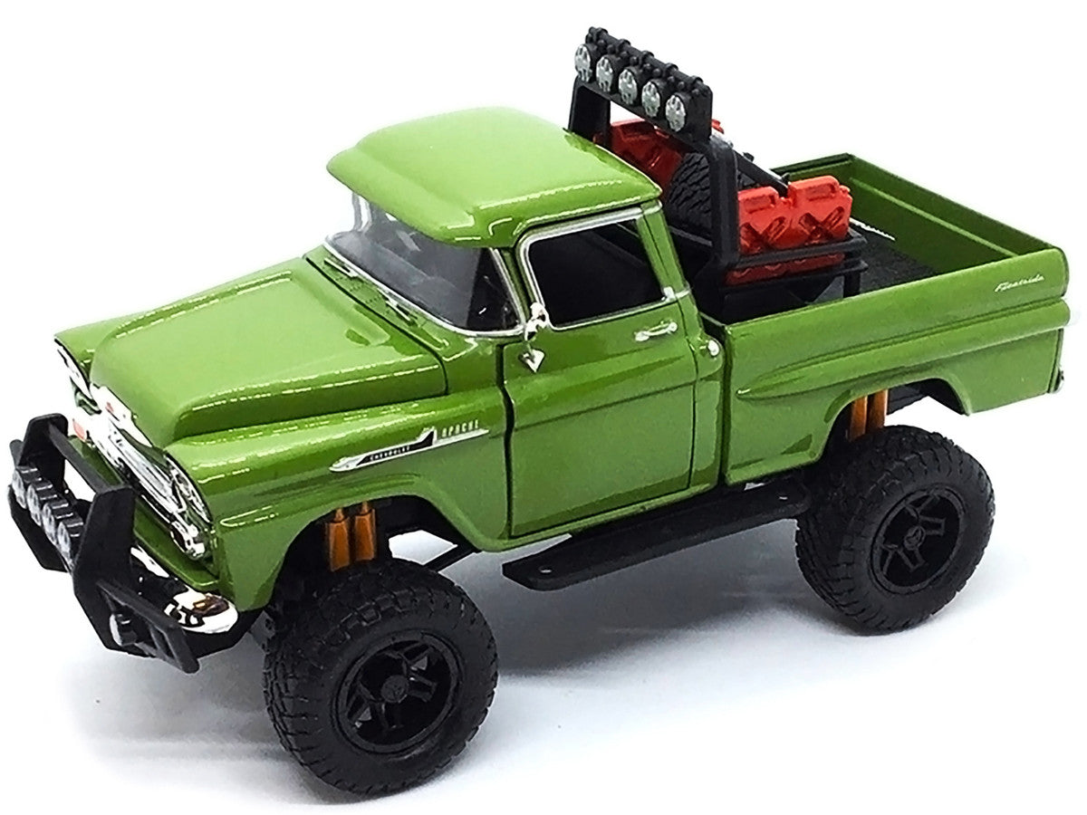 1958 Chevrolet Apache Fleetside Pickup Truck Off Road Green 1/24 Diecast Model by Motormax LuxuryLifeWay Online Store