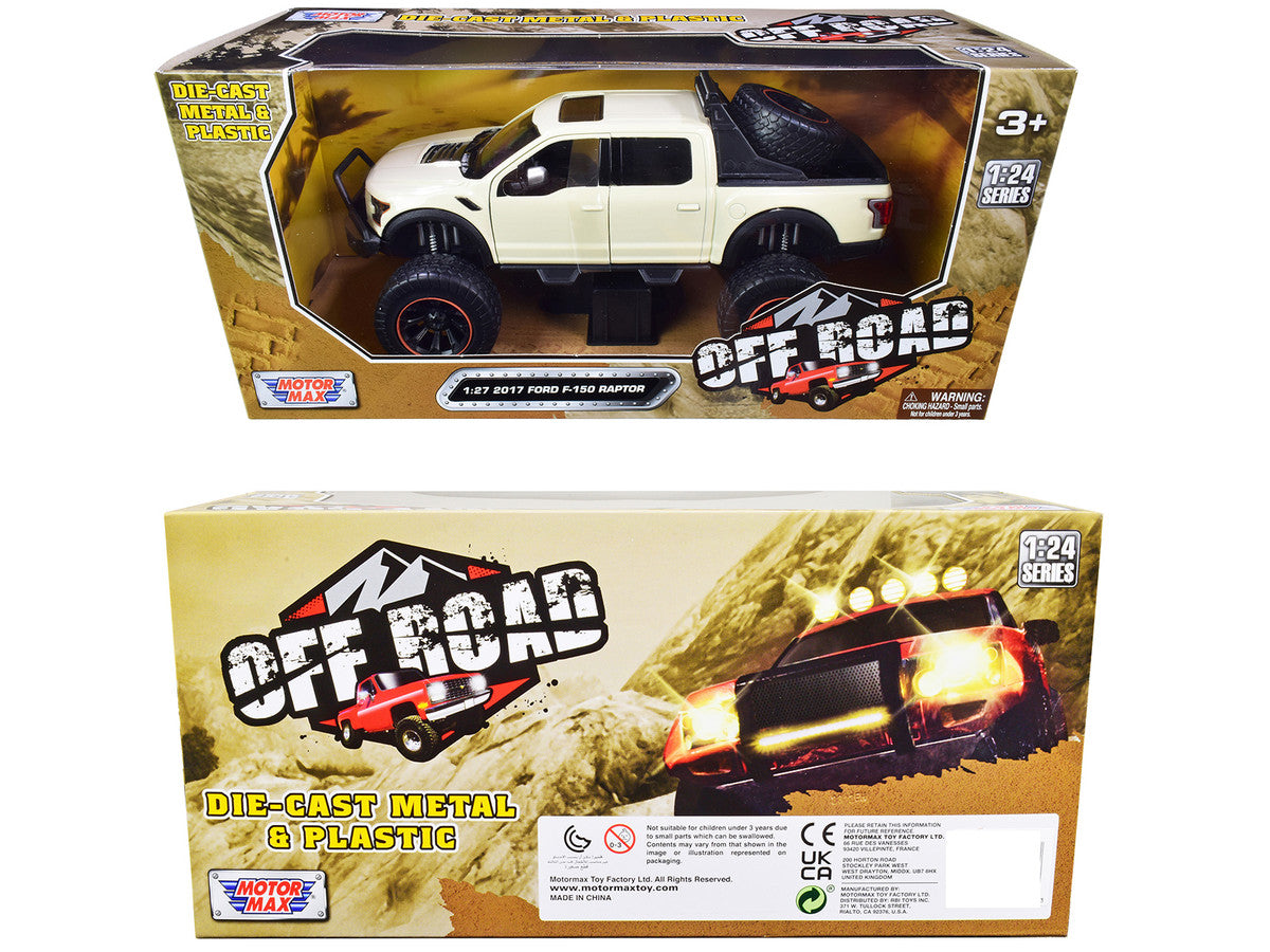 2017 Ford F-150 Raptor Off-Road Pickup Truck Cream 1/27 Diecast Model Car by Motormax LuxuryLifeWay Online Store
