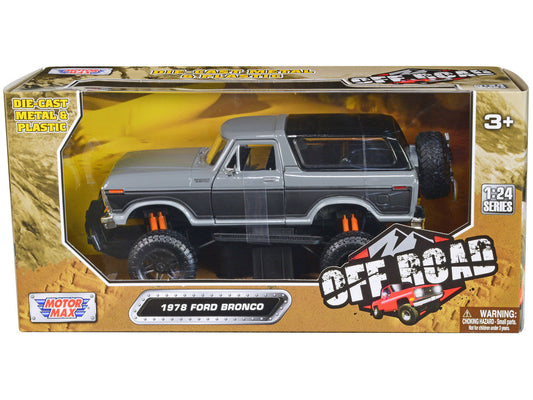 1978 Ford Bronco Custom Gray and Black "Off Road" Series 1/24 Diecast Model Car by Motormax LuxuryLifeWay Online Store