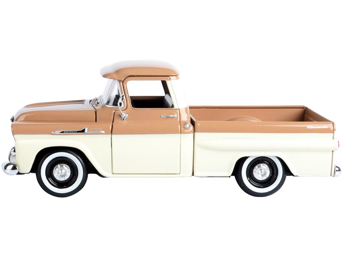 1958 Chevrolet Apache Fleetside Pickup Truck Brown and Beige 1/24 Diecast Model Car by Motormax LuxuryLifeWay Online Store