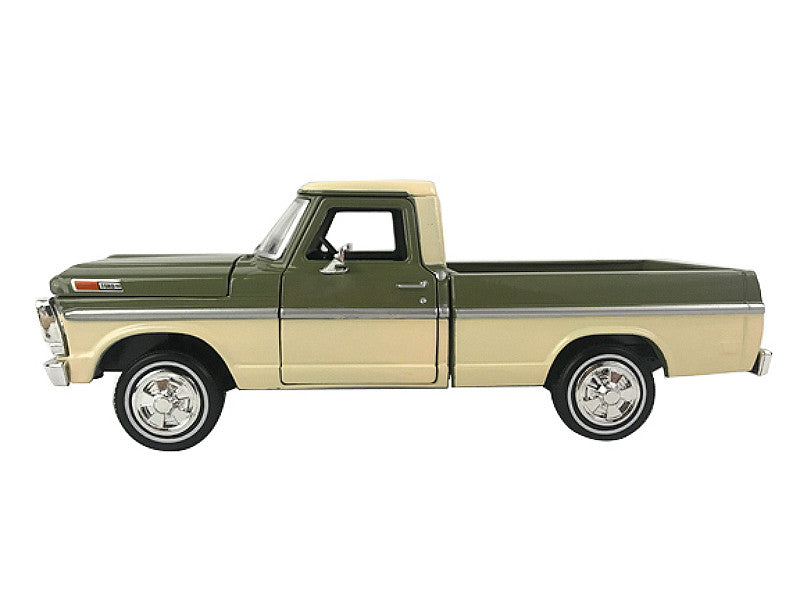 1969 Ford F-100 Pickup Truck Light Green and Cream 1/24 Diecast Model Car by Motormax LuxuryLifeWay Online Store