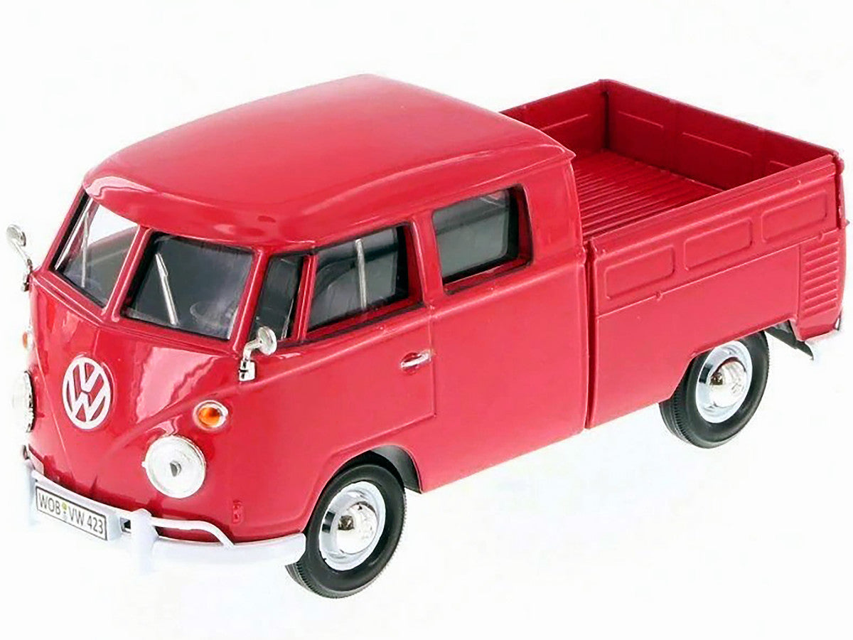 Volkswagen Type 2 (T1) Double Cab Pickup Truck Wax Red 1/24 Diecast Model Car by Motormax LuxuryLifeWay Online Store