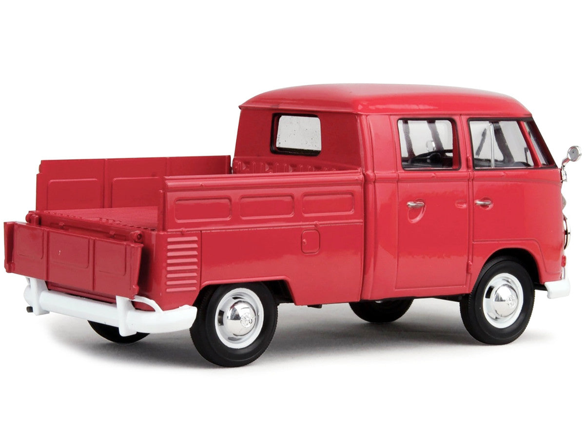 Volkswagen Type 2 (T1) Double Cab Pickup Truck Wax Red 1/24 Diecast Model Car by Motormax LuxuryLifeWay Online Store