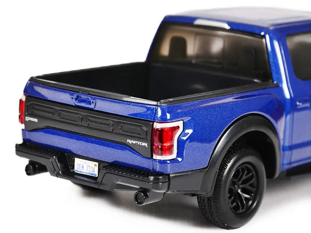 2017 Ford F-150 Raptor Pickup Truck Blue with Black Wheels 1/27 Diecast Model Car by Motormax LuxuryLifeWay Online Store