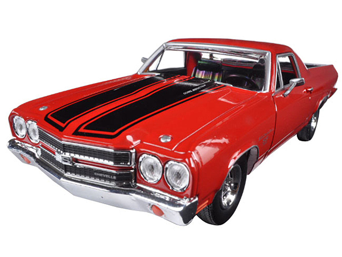 1970 Chevrolet El Camino SS 396 Red with Black Stripes 1/24 Diecast Model Car by Motormax LuxuryLifeWay Online Store