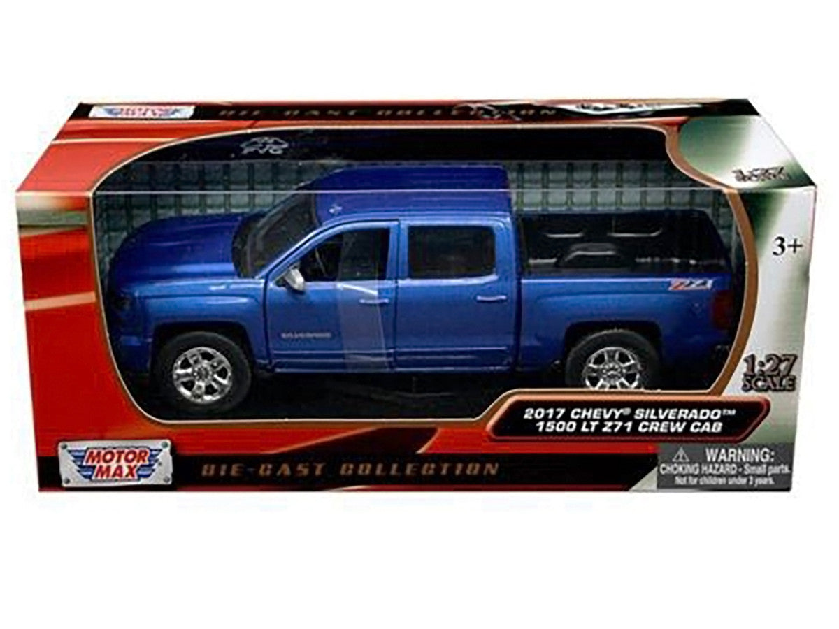 2017 Chevrolet Silverado 1500 LT Z71 Crew Cab Pickup Truck Blue 1/27 Diecast Model Car by Motormax LuxuryLifeWay Online Store