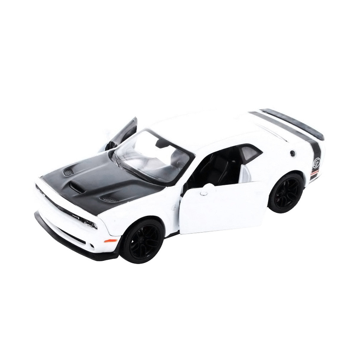 2018 Dodge Challenger SRT Hellcat Widebody White with Black Hood 1/24 Diecast Model Car by Motormax LuxuryLifeWay Online Store