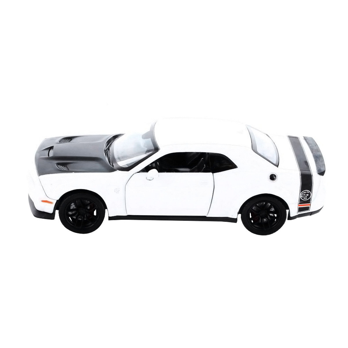 2018 Dodge Challenger SRT Hellcat Widebody White with Black Hood 1/24 Diecast Model Car by Motormax LuxuryLifeWay Online Store