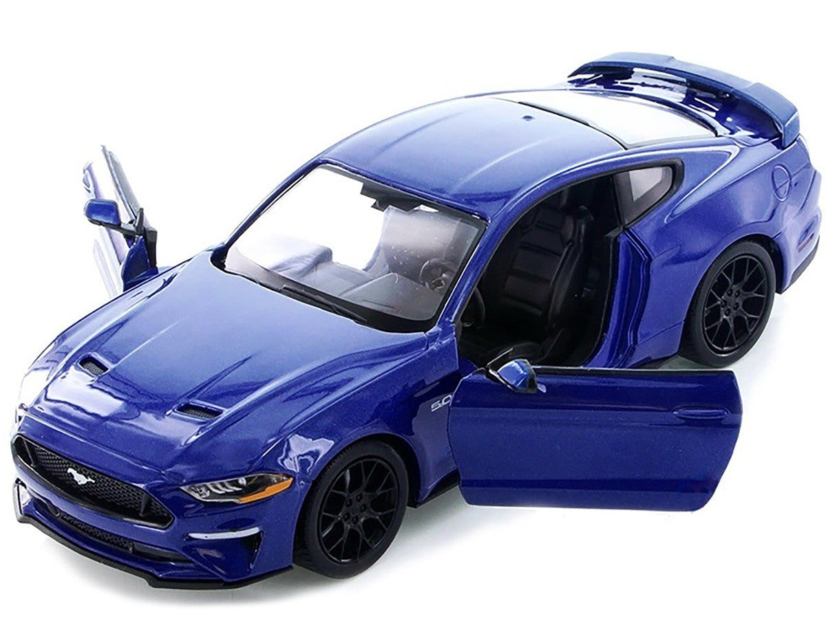 2018 Ford Mustang GT 5.0 Blue with Black Wheels 1/24 Diecast Model Car by Motormax LuxuryLifeWay Online Store