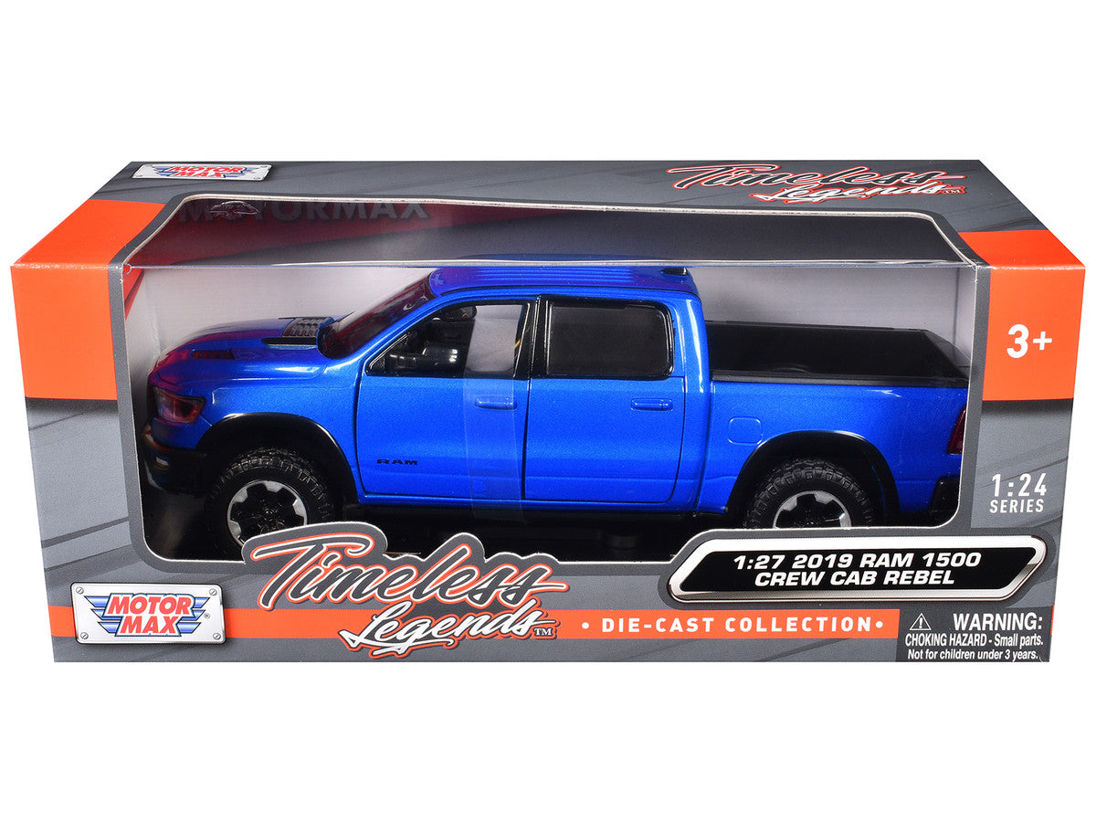 2019 RAM Rebel 1500 Crew Cab Pickup Truck Blue Metallic "American Classics" Series 1/24-1/27 Diecast Model Car by Motormax LuxuryLifeWay Online Store