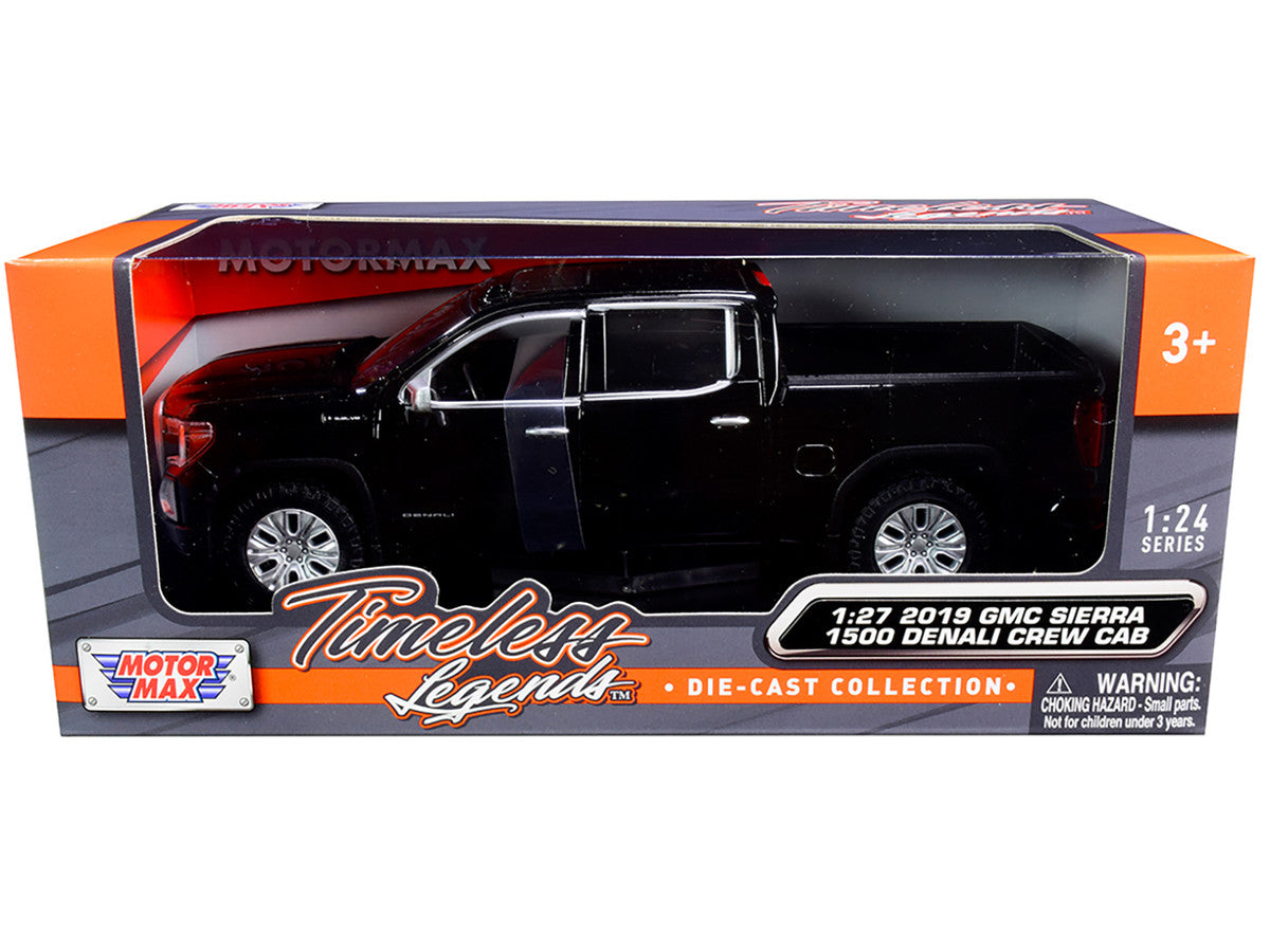 2019 GMC Sierra 1500 Denali Crew Cab Pickup Truck Black 1/24-1/27 Diecast Model Car by Motormax LuxuryLifeWay Online Store