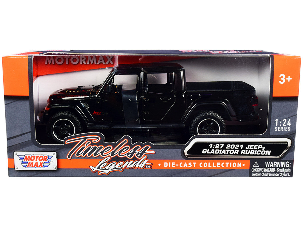 2021 Jeep Gladiator Rubicon (Closed Top) Pickup Truck Black 1/24-1/27 Diecast Model Car by Motormax LuxuryLifeWay Online Store
