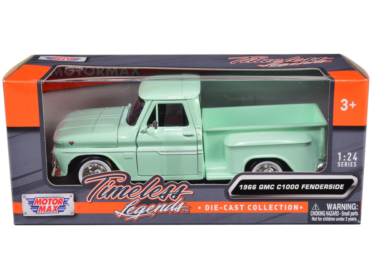 1966 GMC C1000 Fenderside Pickup Truck Light Green "Timeless Legends" Series 1/24 Diecast Model Car by Motormax LuxuryLifeWay Online Store