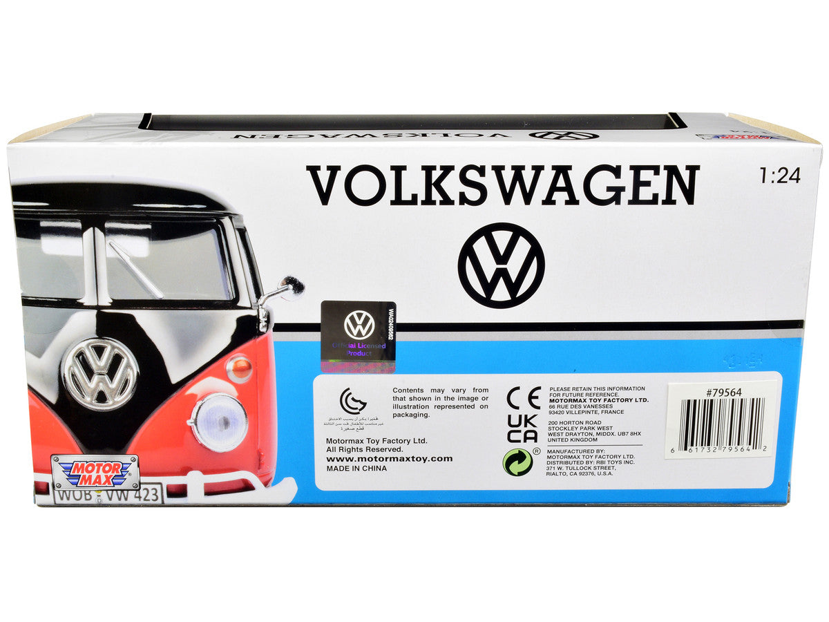 Volkswagen Type 2 (T1) Fire Van "Feuerwehr" Red 1/24 Diecast Model Car by Motormax LuxuryLifeWay Online Store