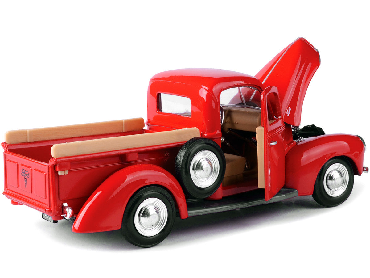1940 Ford Pickup Truck Red 1/24 Diecast Model Car by Motormax LuxuryLifeWay Online Store