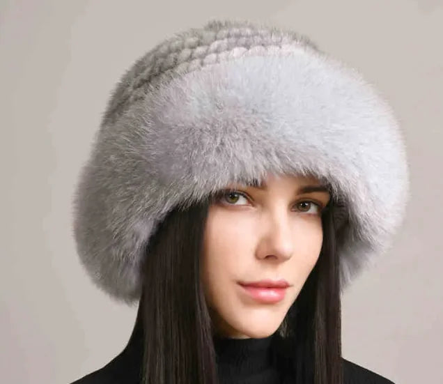 Mink Hair Hat - Lady Braided Fur Winter Hat