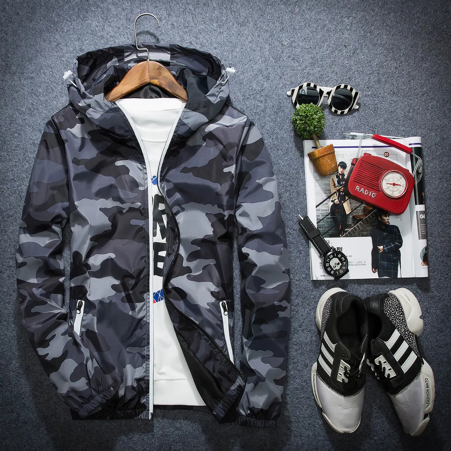 Youth Camouflage Hooded Jacket for Spring and Autumn