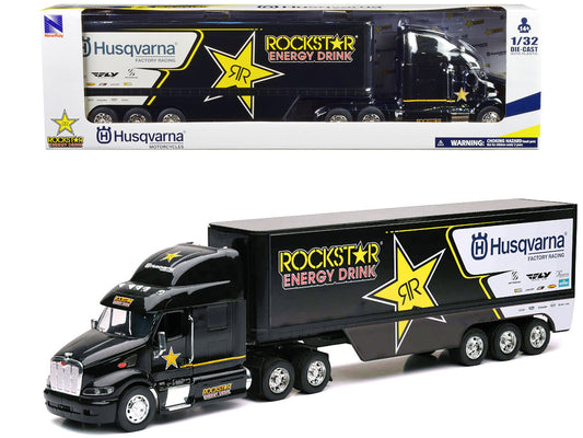Peterbilt 387 Semi-Truck Black "Rockstar Energy Drink - Husqvarna Factory Racing" 1/32 Diecast Model by New Ray LuxuryLifeWay Online Store