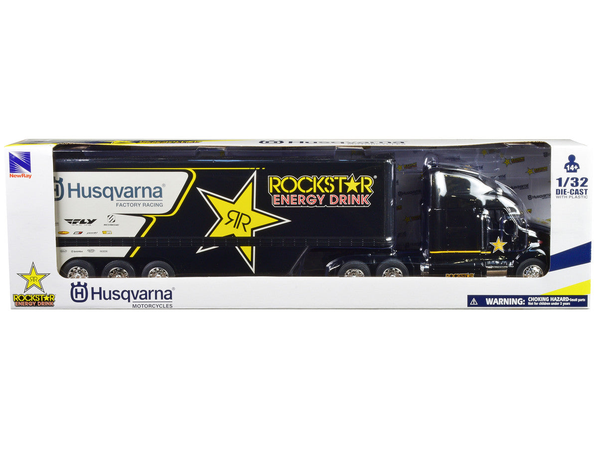 Peterbilt 387 Semi-Truck Black "Rockstar Energy Drink - Husqvarna Factory Racing" 1/32 Diecast Model by New Ray LuxuryLifeWay Online Store