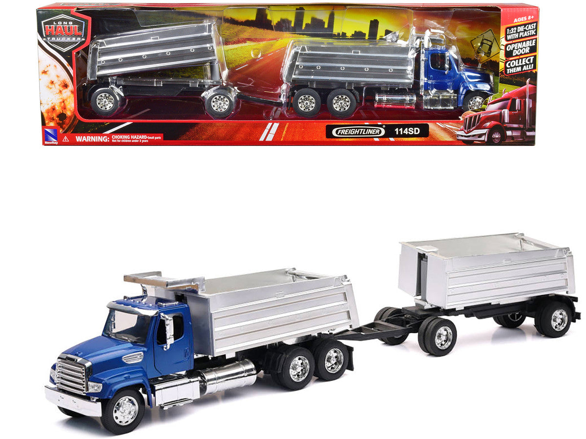 Freightliner 114SD Dump Truck with Twin Dump Body Blue "Long Haul Trucker" Series 1/32 Diecast Model by New Ray LuxuryLifeWay Online Store