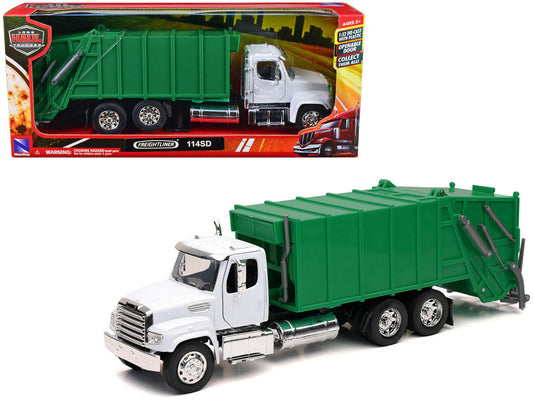 Freightliner 114SD Garbage Truck White and Green "Long Haul Trucker" Series 1/32 Diecast Model by New Ray LuxuryLifeWay Online Store