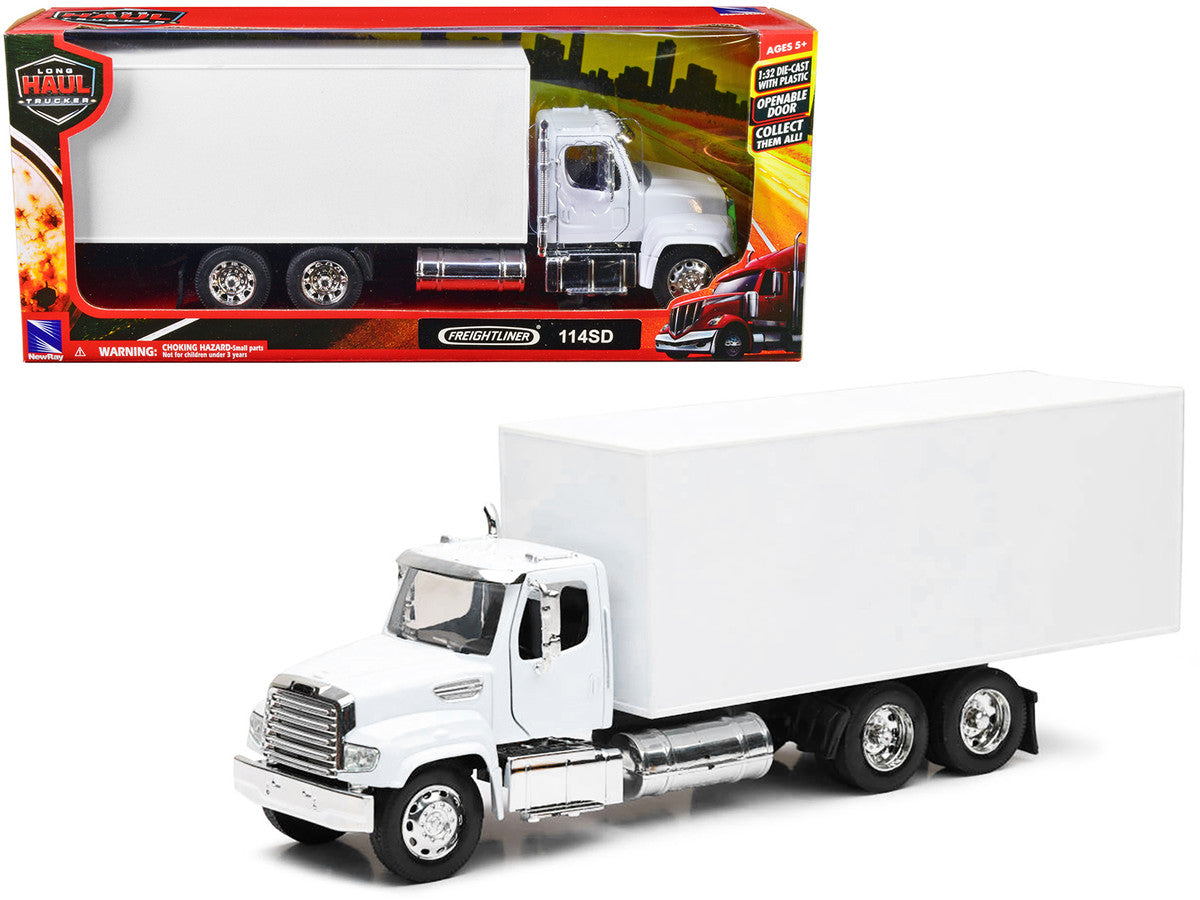 Freightliner 114SD Box Truck White "Long Haul Trucker" Series 1/32 Diecast Model by New Ray LuxuryLifeWay Online Store