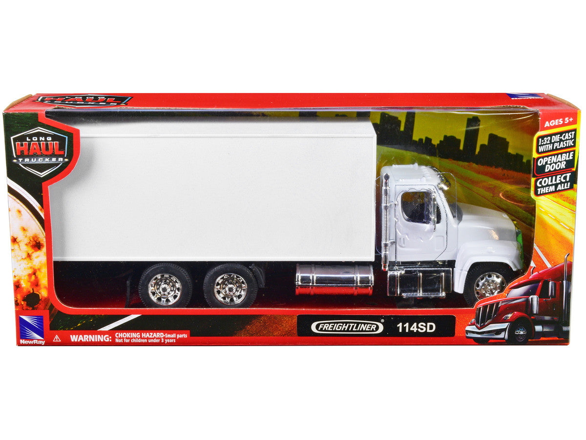 Freightliner 114SD Box Truck White "Long Haul Trucker" Series 1/32 Diecast Model by New Ray LuxuryLifeWay Online Store