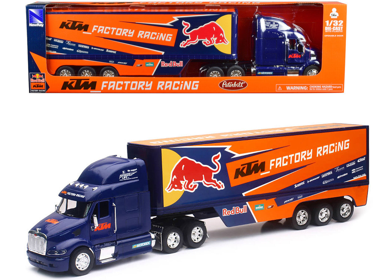 Peterbilt 387 Truck Dark Blue "Red Bull - KTM Factory Racing" 1/32 Diecast Model by New Ray LuxuryLifeWay Online Store
