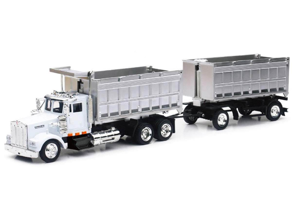 Kenworth W900 Dump Truck with Twin Dump Body White and Chrome "Long Haul Trucker" Series 1/43 Diecast Model by New Ray LuxuryLifeWay Online Store