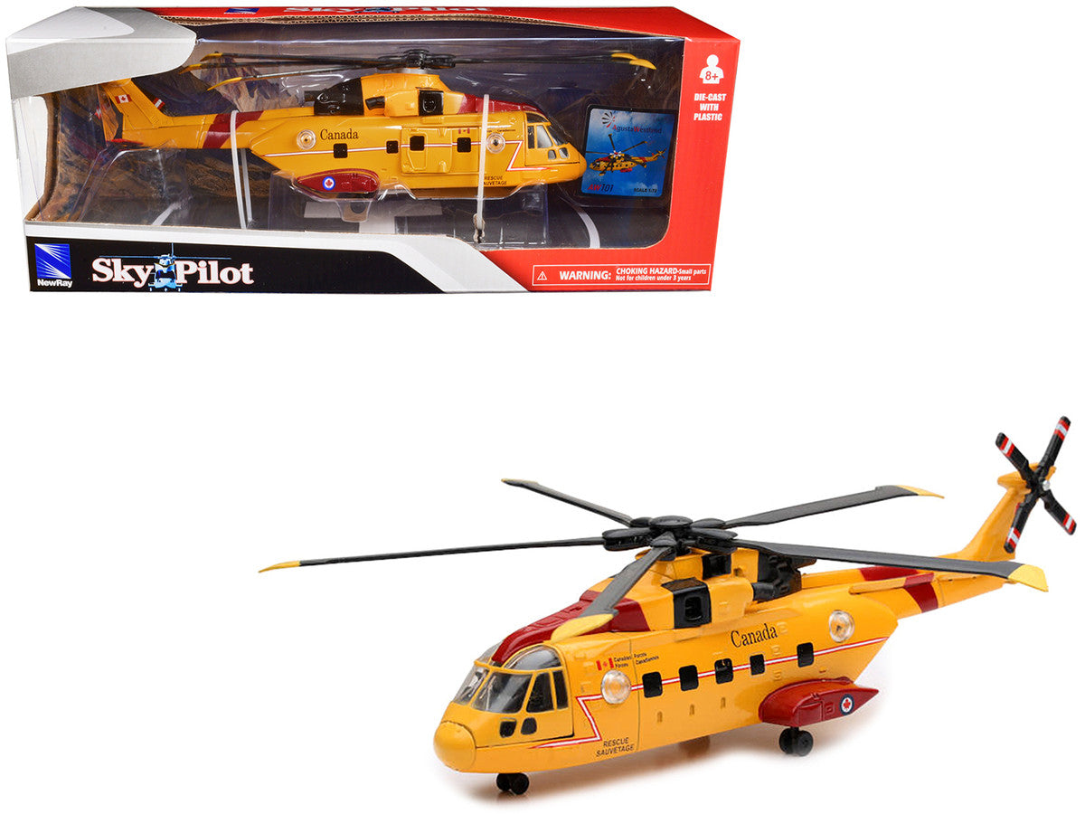 AgustaWestland AW101 (EH101) Helicopter Yellow "Canada Forces Search & Rescue" "Sky Pilot" Series 1/72 Diecast Model by New Ray LuxuryLifeWay Online Store