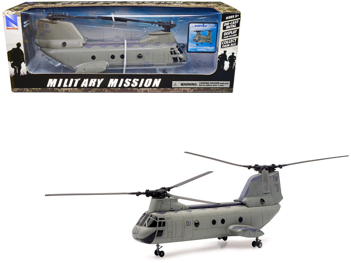Boeing CH-46 Sea Knight Helicopter Olive Drab "United States Marines" "Military Mission" Series 1/55 Diecast Model by New Ray LuxuryLifeWay Online Store