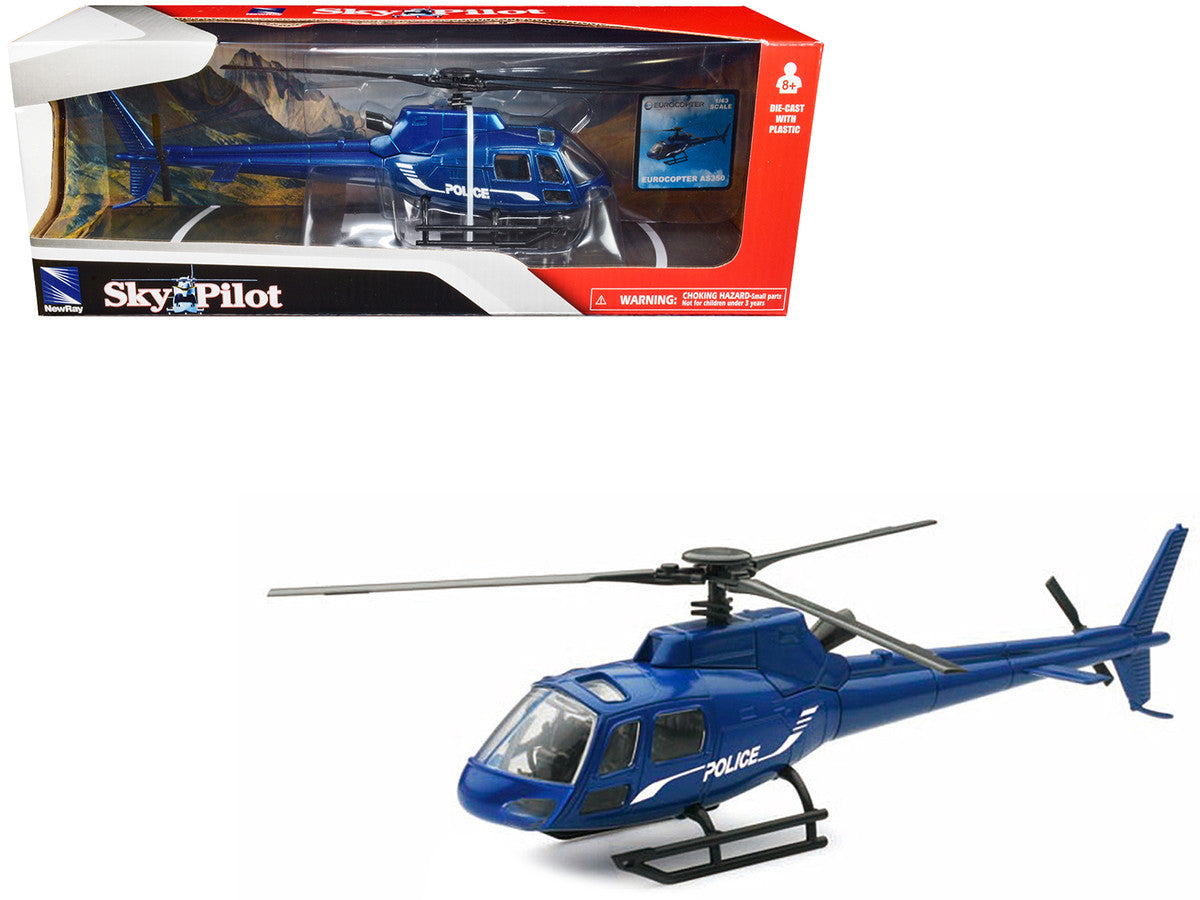 Eurocopter AS350 Helicopter Blue Metallic "Police" "Sky Pilot" Series 1/43 Diecast Model by New Ray LuxuryLifeWay Online Store